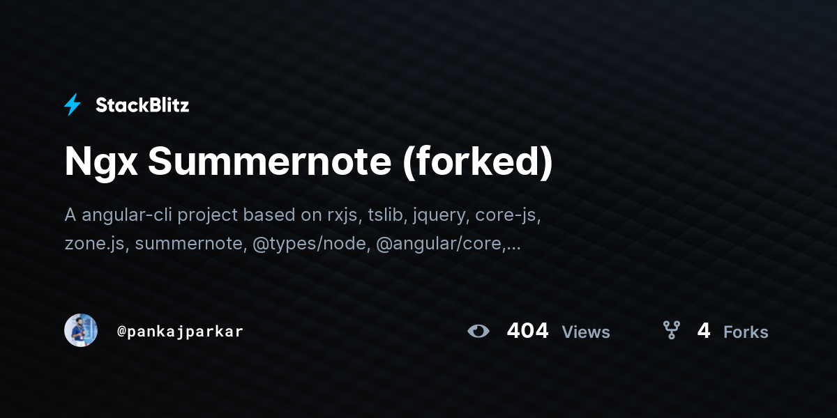 Ngx Summernote (forked) - StackBlitz