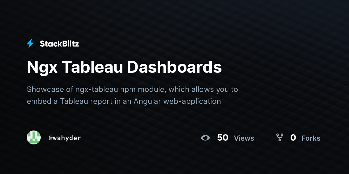 Ngx Tableau Dashboards - StackBlitz