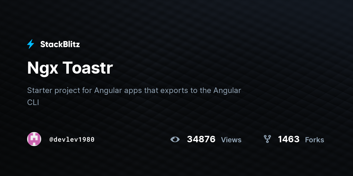 Ngx Toastr - StackBlitz