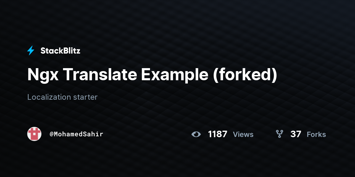 Ngx Translate Example (forked) - StackBlitz