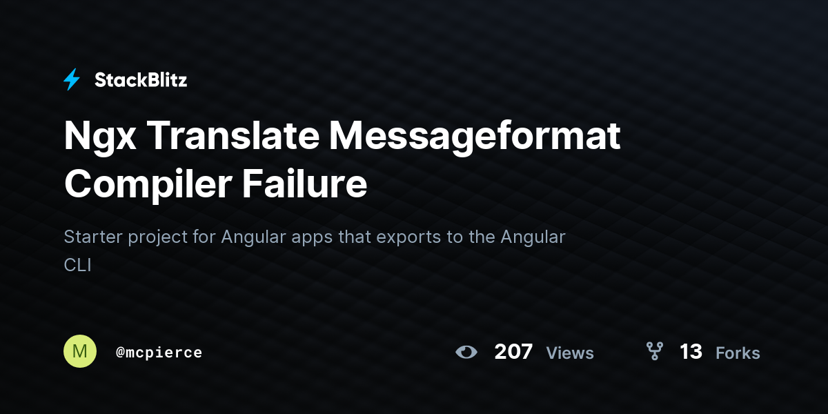 Ngx Translate Messageformat Compiler Failure - StackBlitz