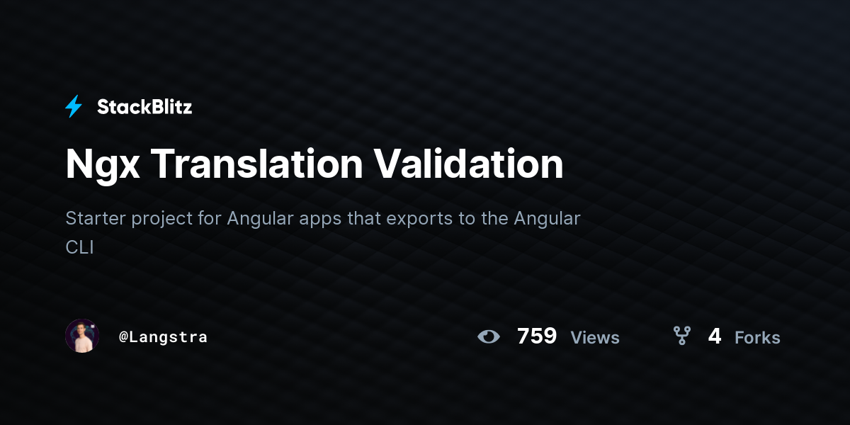 Ngx Translation Validation - StackBlitz