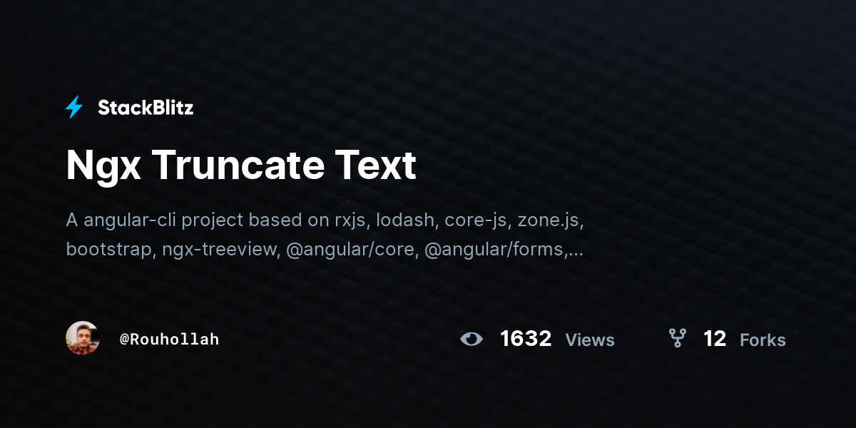 Ngx Truncate Text - StackBlitz