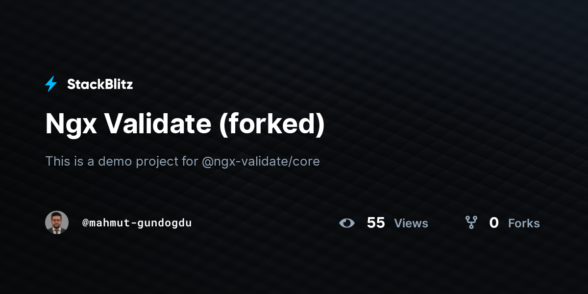 Ngx Validate (forked) - StackBlitz