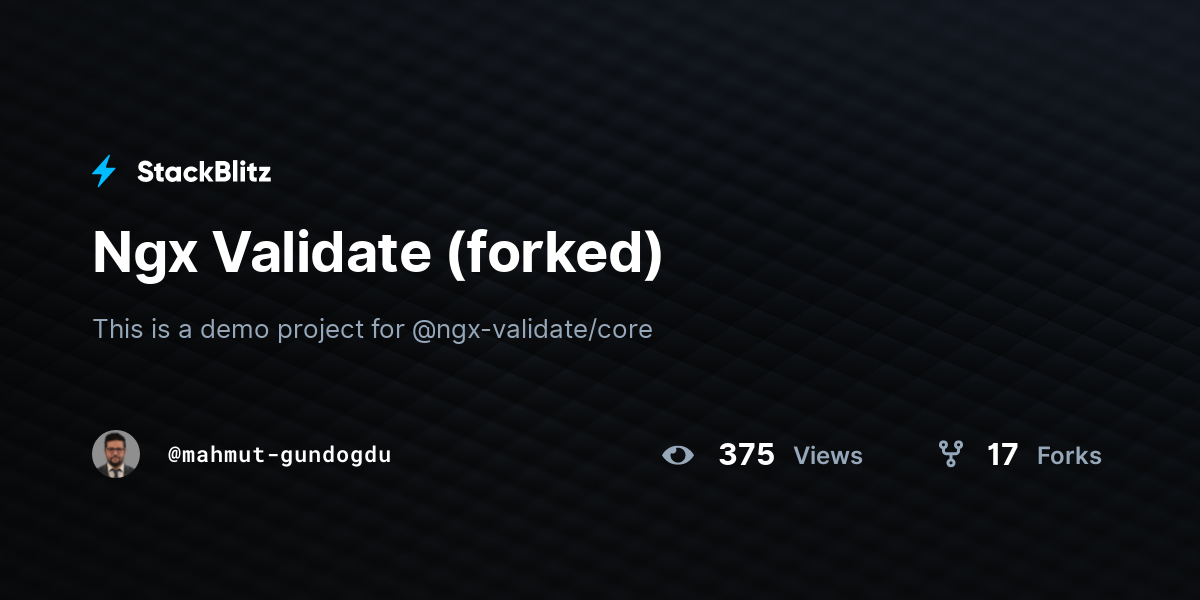 Ngx Validate (forked) - StackBlitz