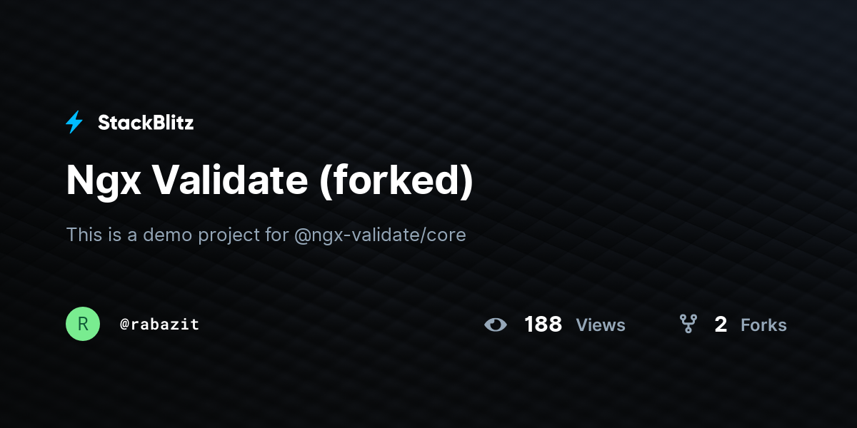 Ngx Validate (forked) - StackBlitz