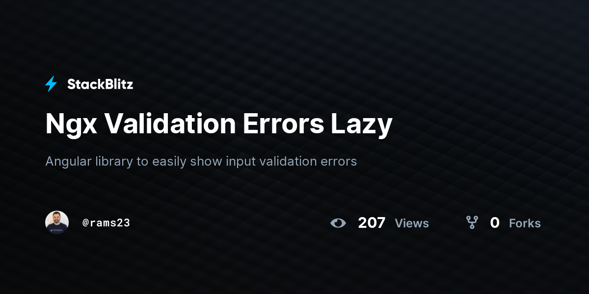 Ngx Validation Errors Lazy - StackBlitz