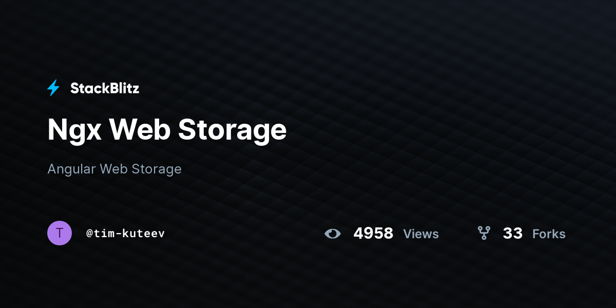 Ngx Web Storage - StackBlitz