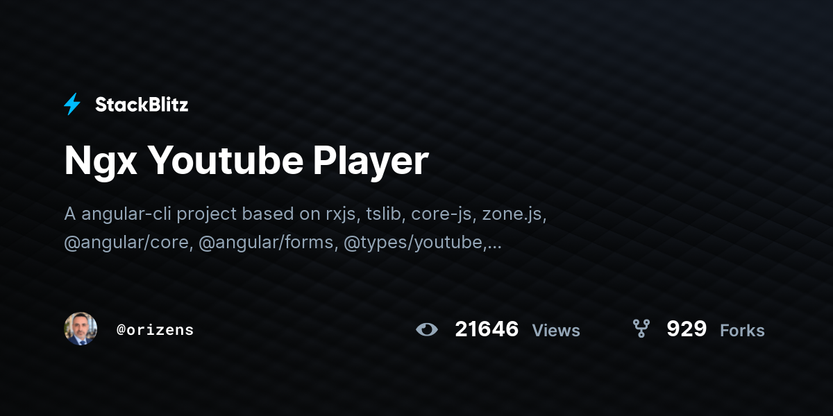 Ngx Youtube Player - StackBlitz