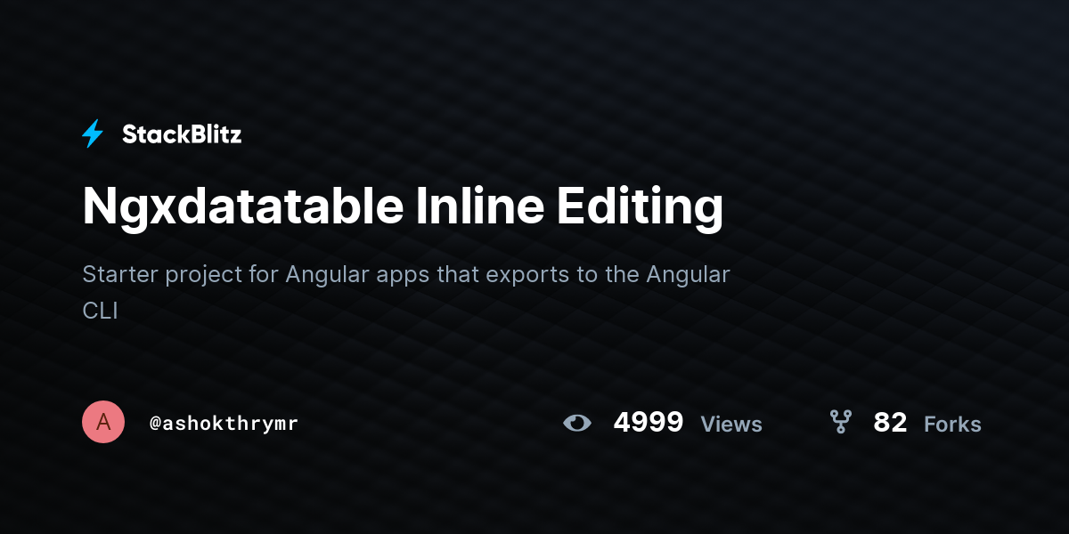 Ngxdatatable Inline Editing - StackBlitz
