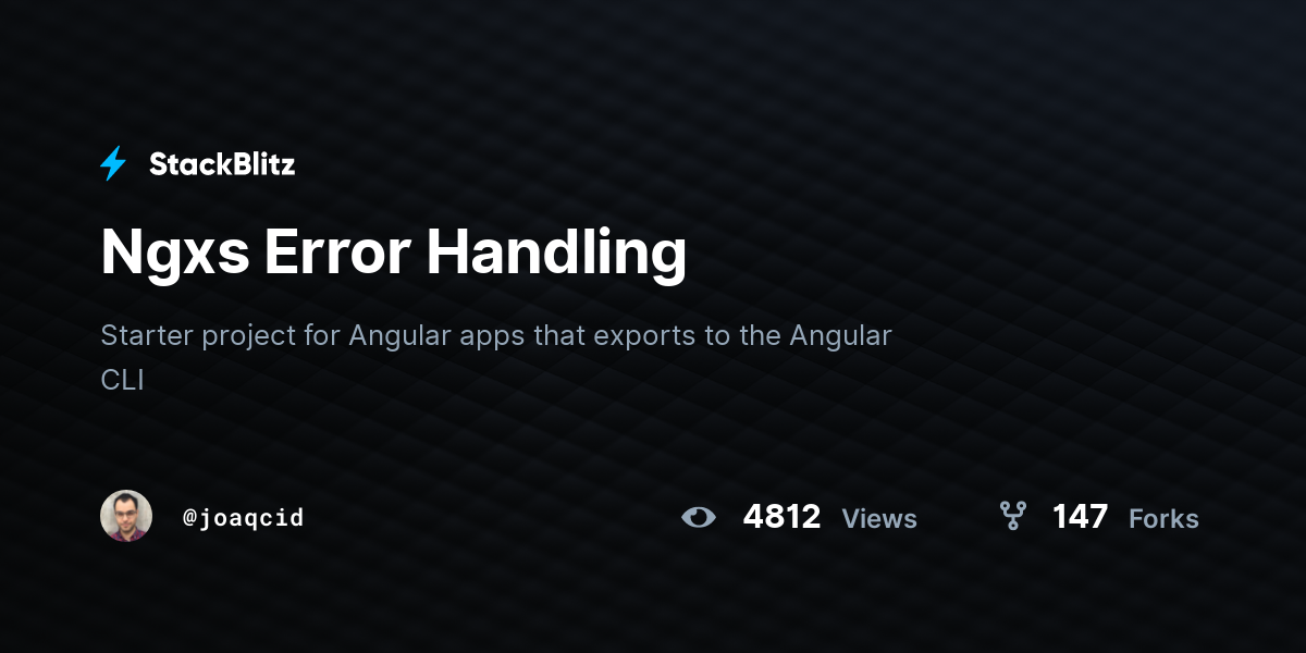 Ngxs Error Handling - StackBlitz