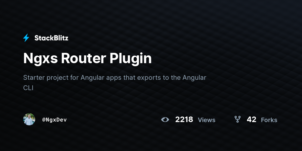 Ngxs Router Plugin - StackBlitz