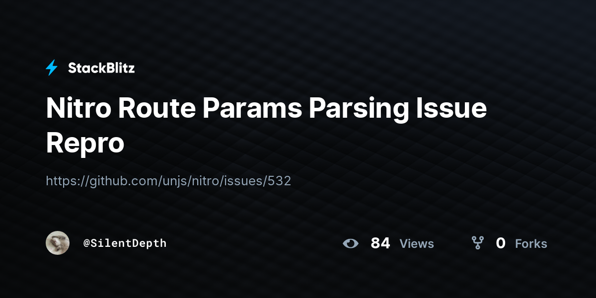 Nitro Route Params Parsing Issue Repro - StackBlitz