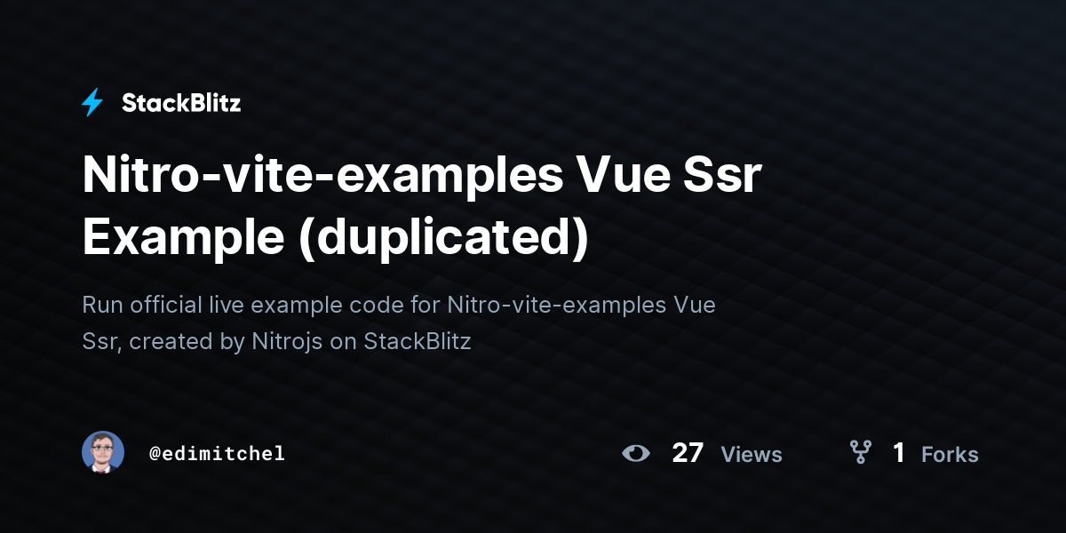 Nitro-vite-examples Vue Ssr Example (duplicated) - StackBlitz
