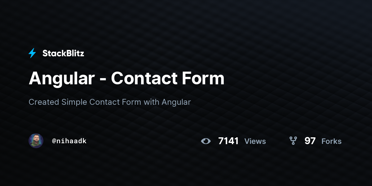 Angular - Contact Form - StackBlitz