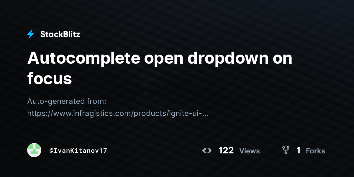 open dropdown on focus StackBlitz