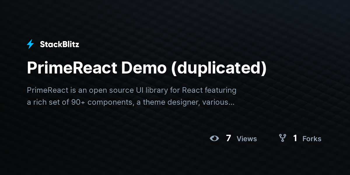 PrimeReact Demo (duplicated) - StackBlitz