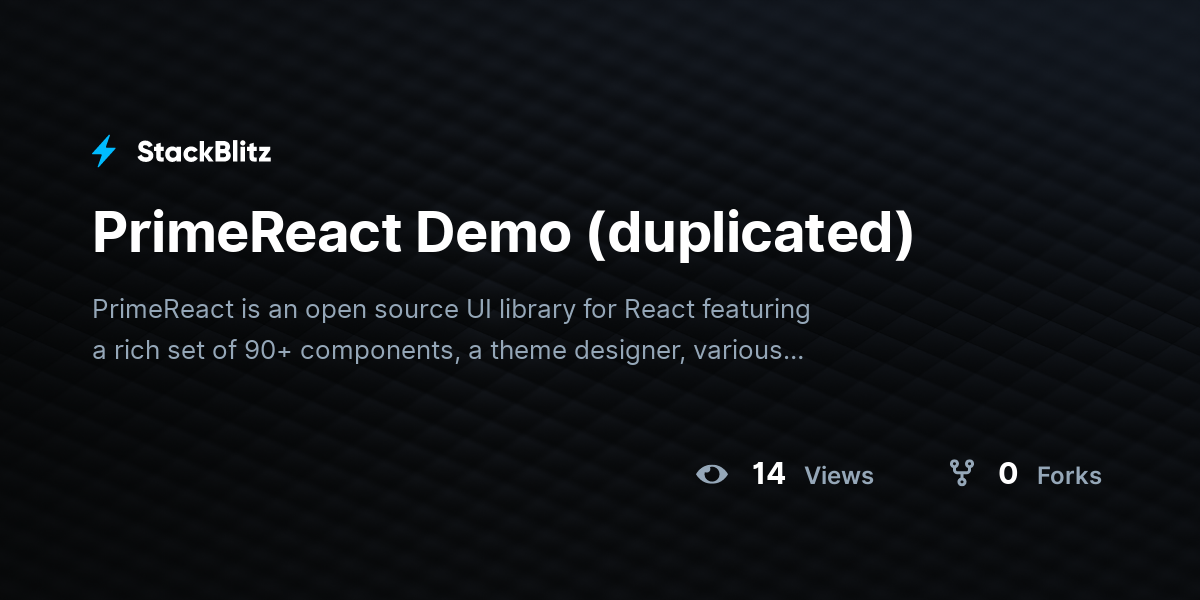 PrimeReact Demo (duplicated) - StackBlitz