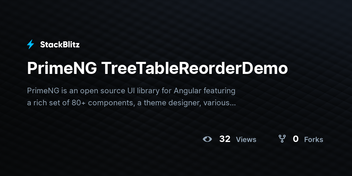PrimeNG TreeTableReorderDemo - StackBlitz
