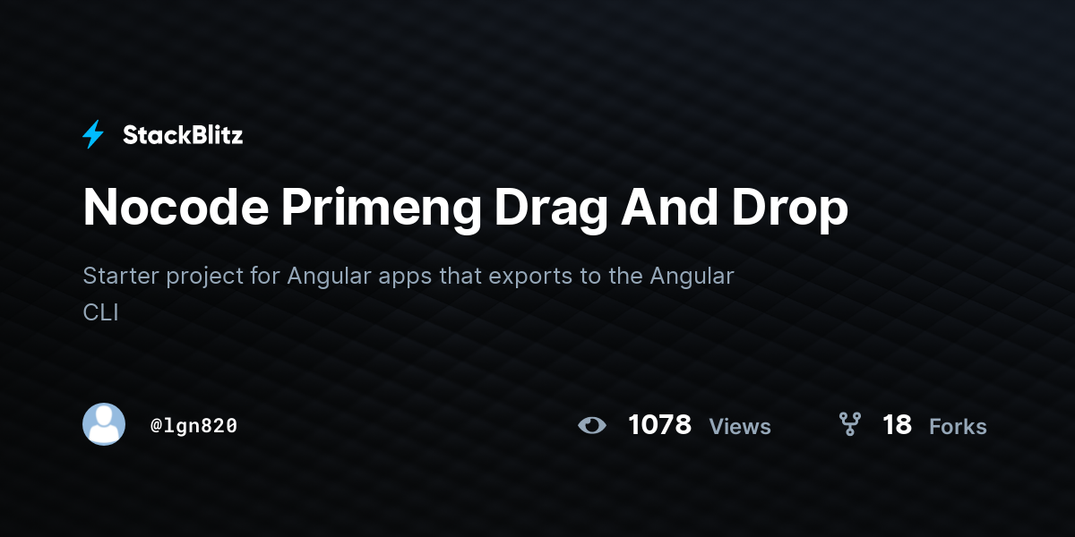 Nocode Primeng Drag And Drop - StackBlitz