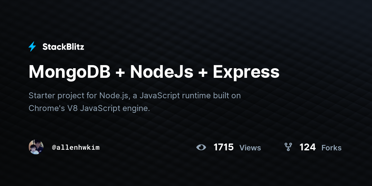 MongoDB + NodeJs + Express - StackBlitz