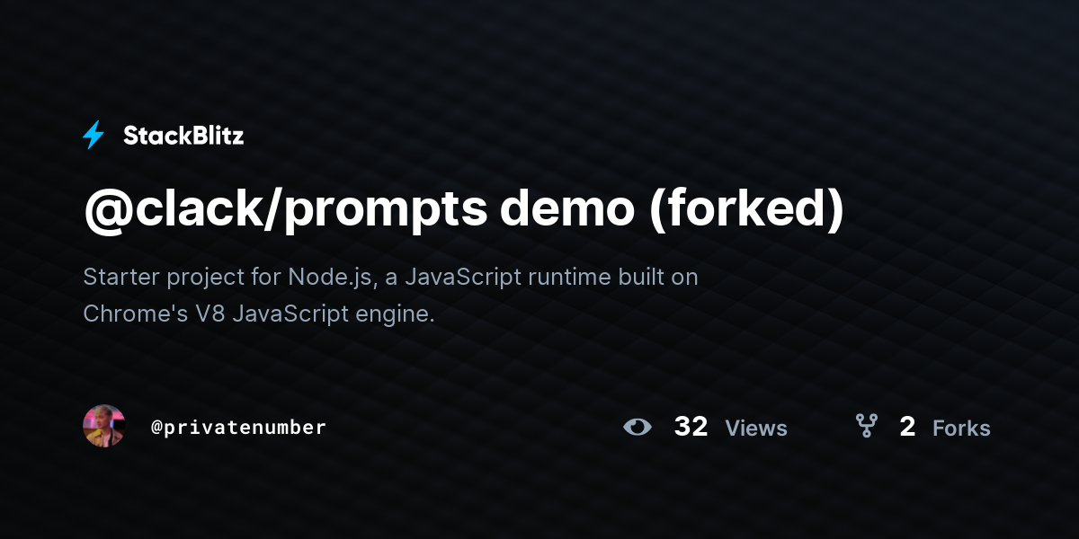 @clack/prompts demo (forked) - StackBlitz