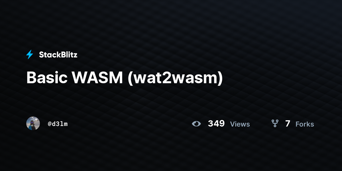 Basic WASM (wat2wasm) - StackBlitz