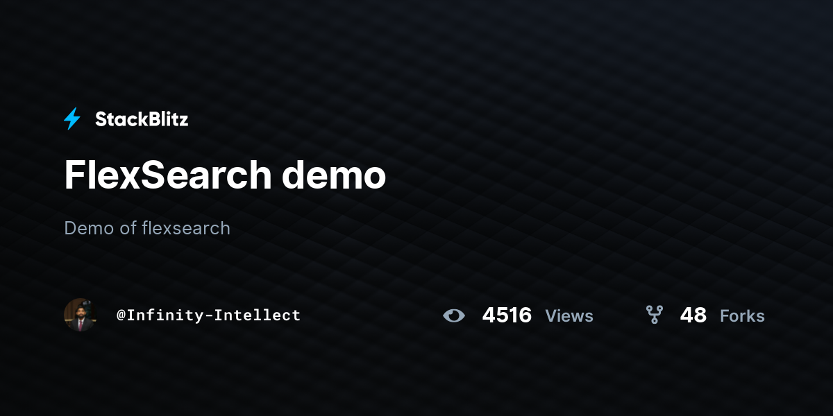 FlexSearch demo - StackBlitz