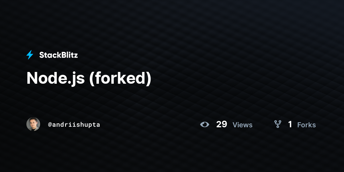Node js forked stackblitz