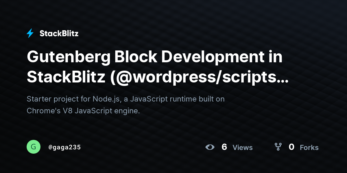 Gutenberg Block Development in StackBlitz (@wordpress/scripts ...