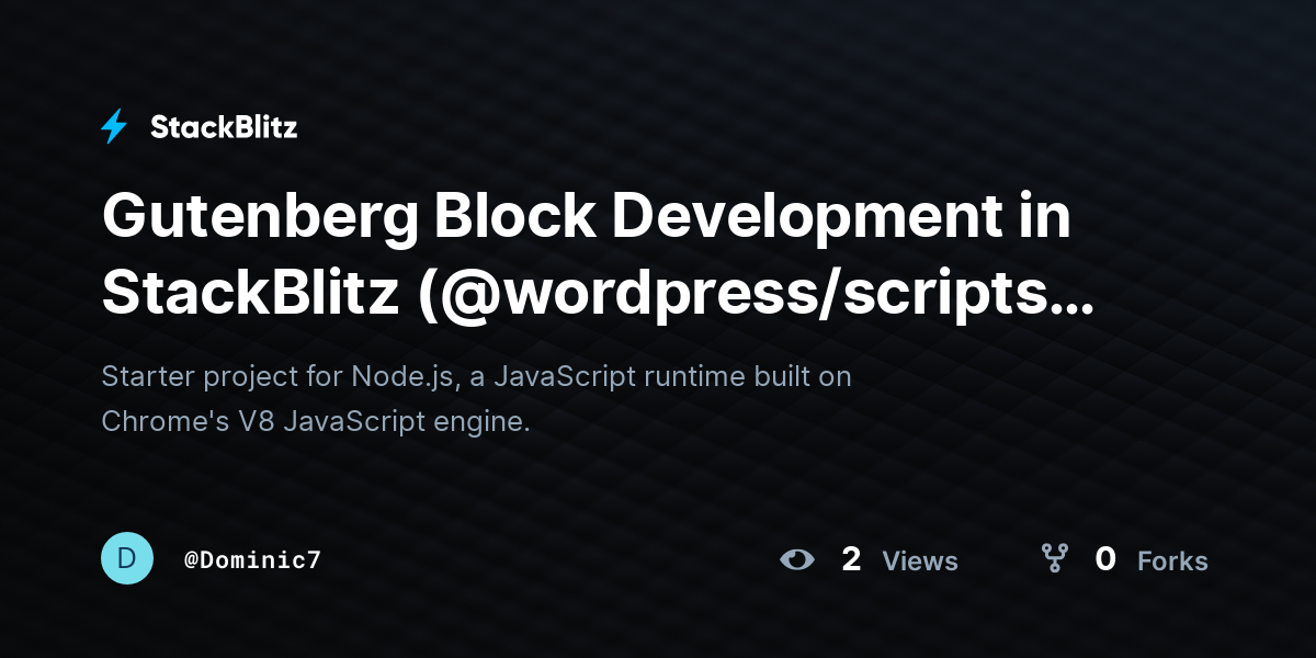Gutenberg Block Development in StackBlitz (@wordpress/scripts ...