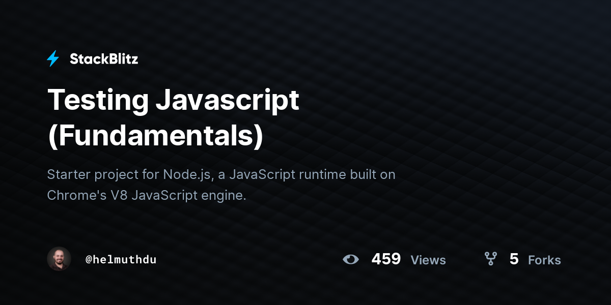 Testing Javascript (Fundamentals) - StackBlitz