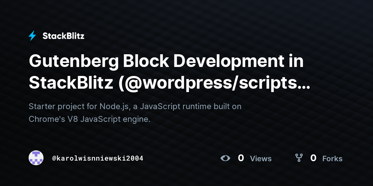 Gutenberg Block Development in StackBlitz (@wordpress/scripts ...
