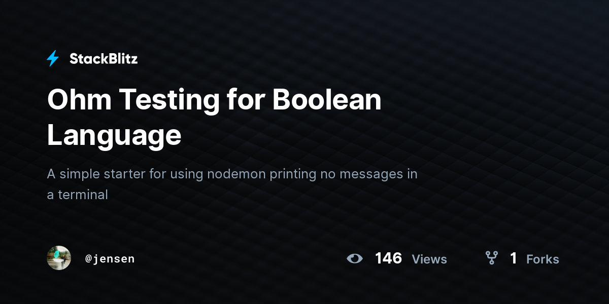 Ohm Testing for Boolean Language - StackBlitz