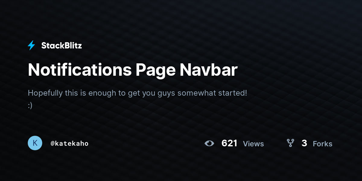 Notifications Page Navbar - StackBlitz