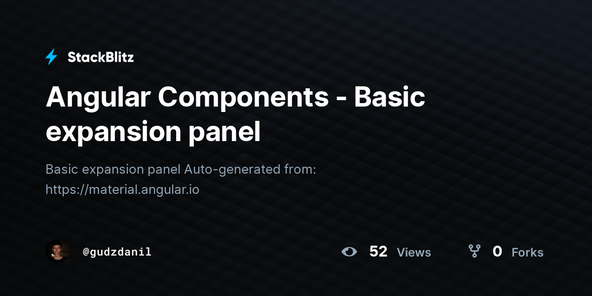 Angular Components - Basic expansion panel - StackBlitz