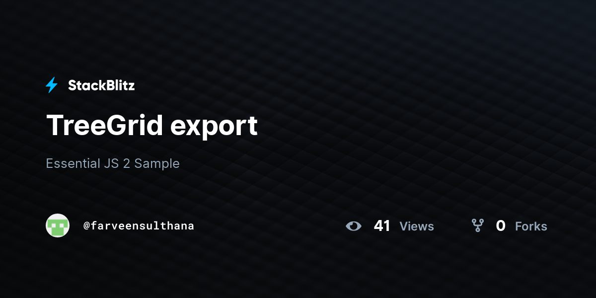 TreeGrid export - StackBlitz