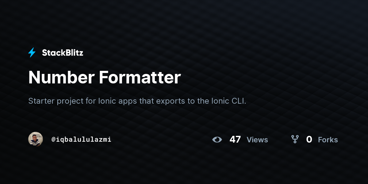 Number Formatter - StackBlitz