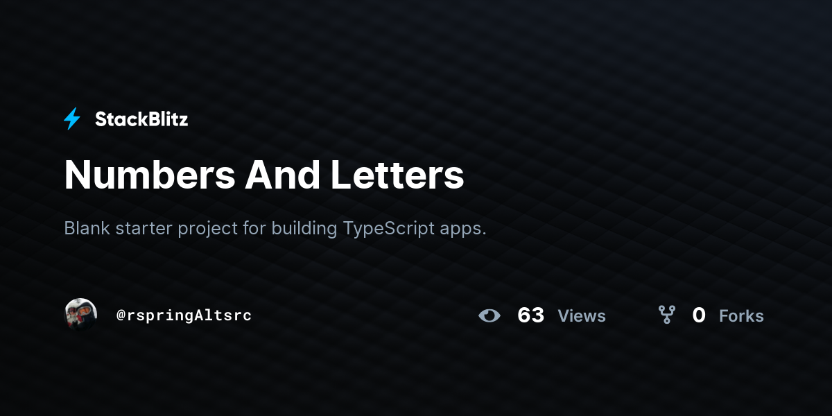 Numbers And Letters - StackBlitz