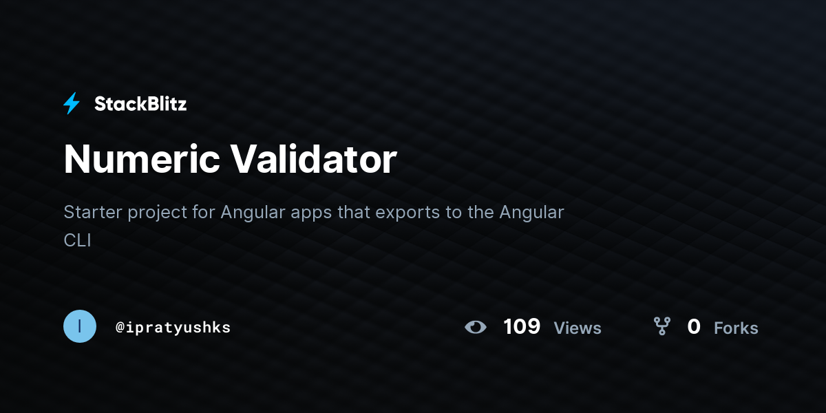 Numeric Validator - StackBlitz