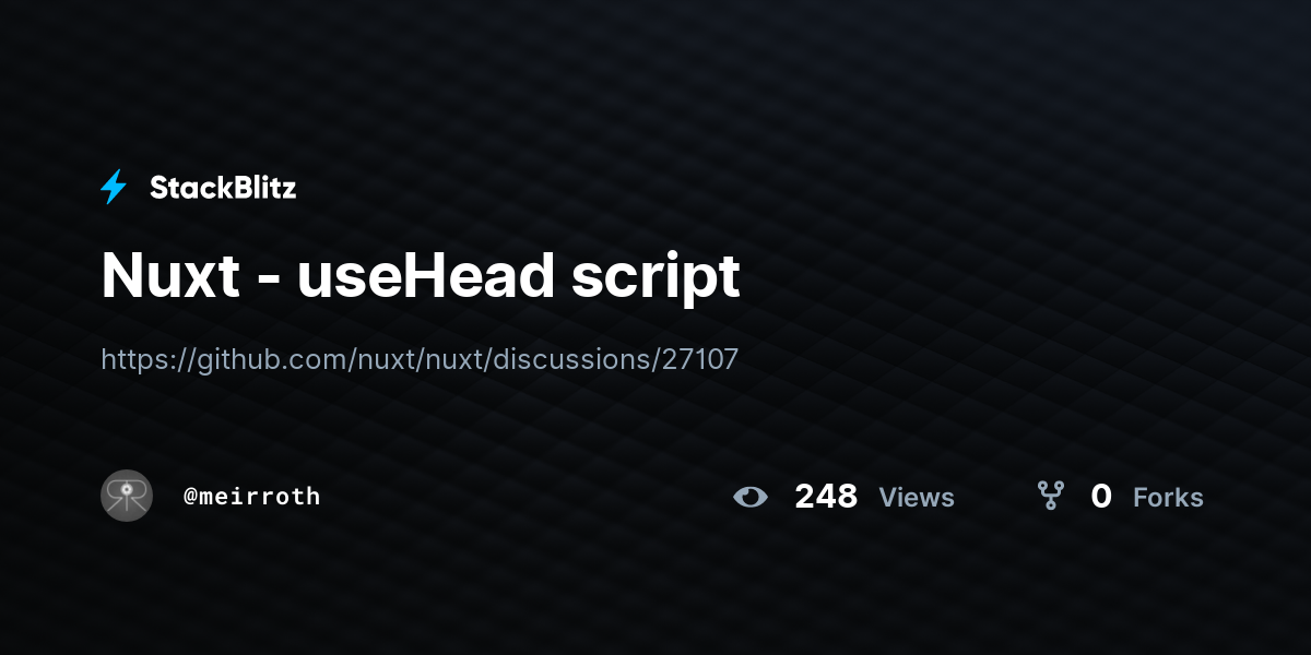 Nuxt - useHead script - StackBlitz