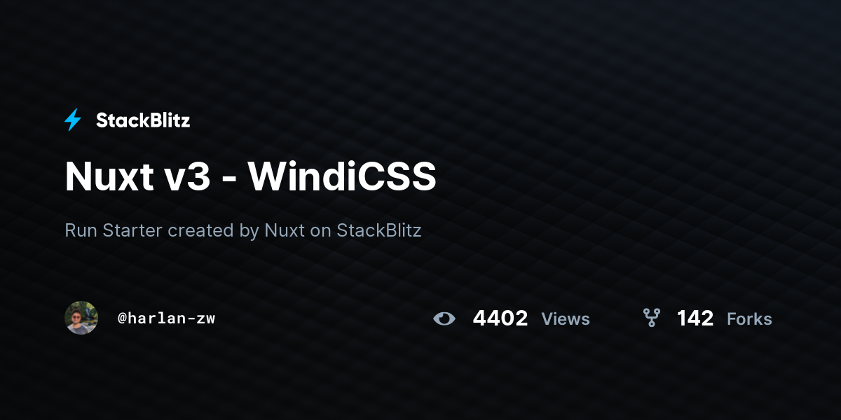 Nuxt v3 - WindiCSS - StackBlitz