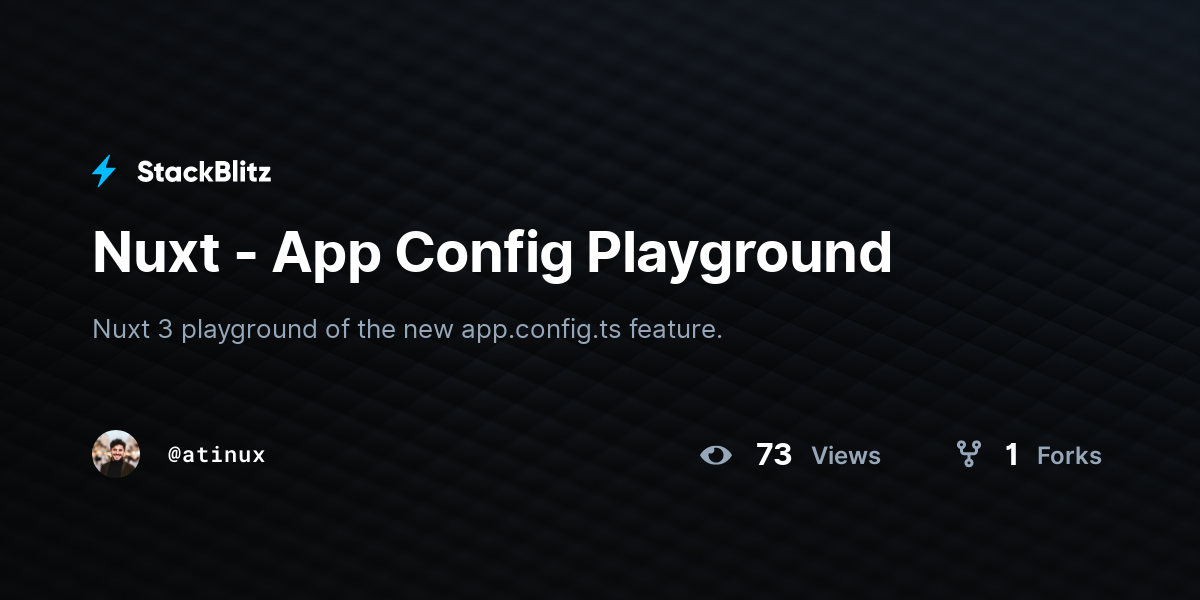 Nuxt - App Config Playground - StackBlitz