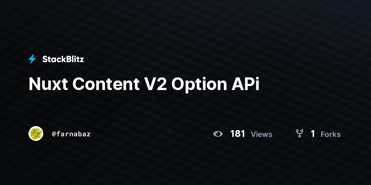 Nuxt Content V2 Option APi - StackBlitz