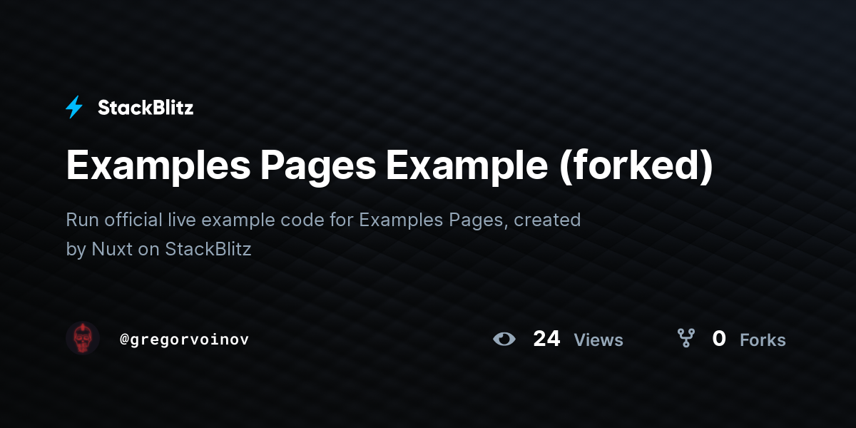 Examples Pages Example (forked) - StackBlitz