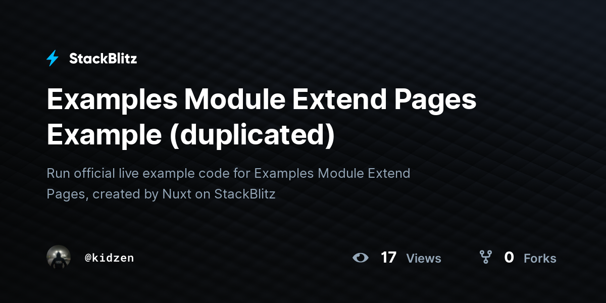 Examples Module Extend Pages Example (duplicated) - StackBlitz