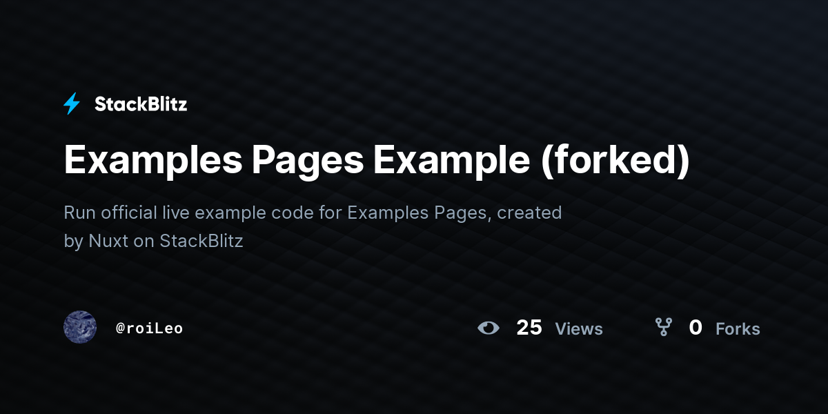 Examples Pages Example (forked) - StackBlitz