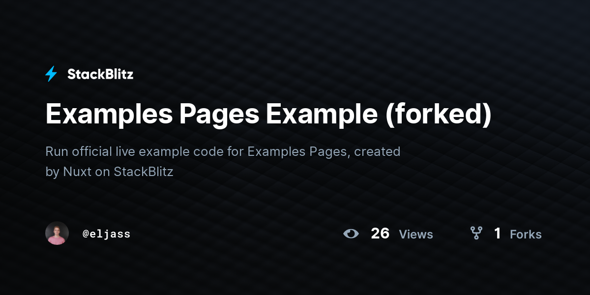 Examples Pages Example (forked) - StackBlitz