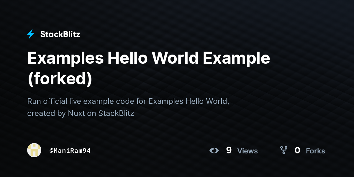 Examples Hello World Example (forked) - StackBlitz
