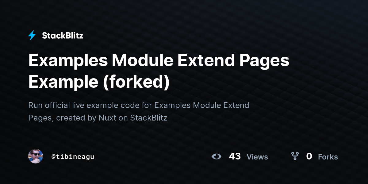 Examples Module Extend Pages Example (forked) - StackBlitz